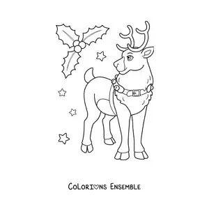 Coloriage d’un renne du Père Noël