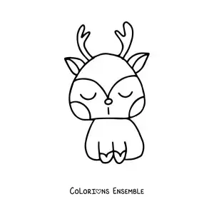 Coloriage d’un renne kawaii