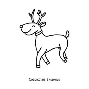 Coloriage d’un renne en train de marcher