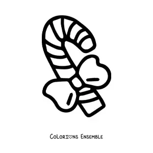 Coloriage d’une canne en sucre avec un grand nœud