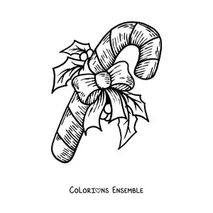 Coloriage d’une canne en sucre avec un nœud réaliste