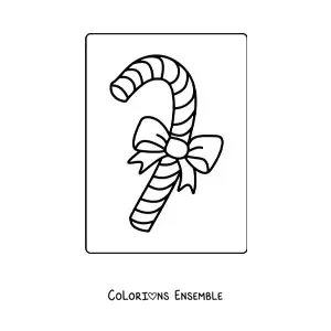 Coloriage d’une canne en sucre avec un nœud