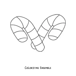 Coloriage de cannes en sucre toutes simples