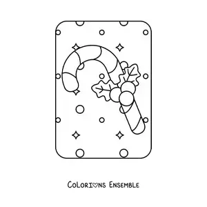 Coloriage d’une canne en sucre avec un ornement