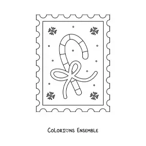 Coloriage d’une canne en sucre de Noël