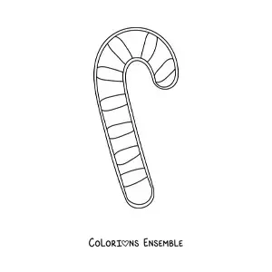 Coloriage d’une grande canne en sucre toute simple