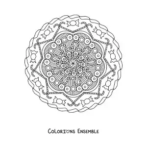 Coloriage d’un mandala de cannes en sucre