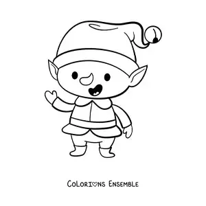 Coloriage d’un lutin de Noël kawaii