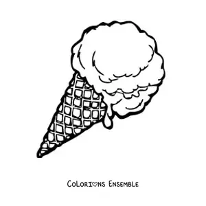 Image à colorier d'un cornet de glace à une boule