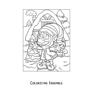 Coloriage d’un lutin de Noël animé