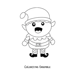 Coloriage d’un lutin de Noël souriant