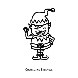Coloriage d’un garçon assistant du Père Noël