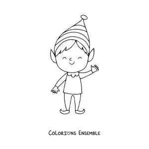 Coloriage d’un garçon lutin de Noël