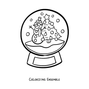 Coloriage d’une boule à neige toute simple avec un bonhomme de neige