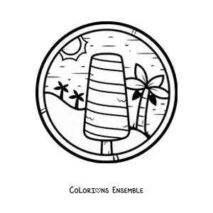 Image à colorier d'une glace à l'eau sur la plage