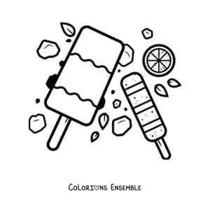 Image à colorier de deux glaces à l'eau avec une rondelle de citron