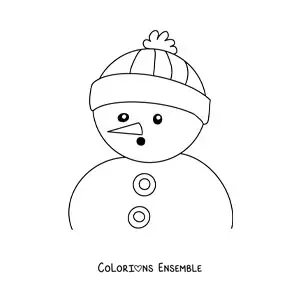 Image à colorier d’un bonhomme de neige surpris