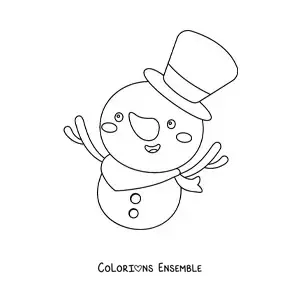 Image à colorier d’un bonhomme de neige
