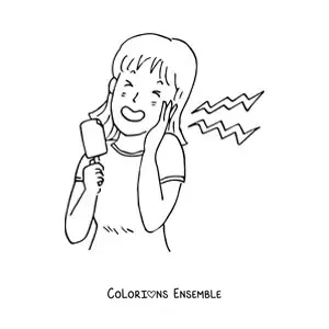 Image à colorier d'une petite fille qui mange une glace à l'eau