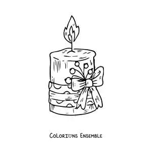 Image à colorier d’une bougie de Noël réaliste décorée