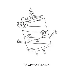 Image à colorier d’une bougie de Noël animée