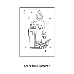 Image à colorier de bougies de Noël allumées