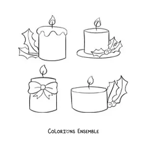 Image à colorier de bougies de Noël toutes simples