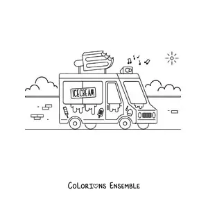Image à colorier d'un camion de glaces