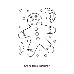 Image à colorier d’un grand bonhomme en pain d’épice