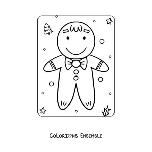 Image à colorier d’un bonhomme en pain d’épice animé