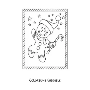 Image à colorier d’une caricature de bonhomme en pain d’épice