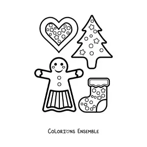 Image à colorier d’une femme en pain d’épice avec des biscuits au gingembre