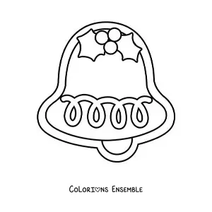 Image à colorier d’un biscuit en forme de cloche de Noël