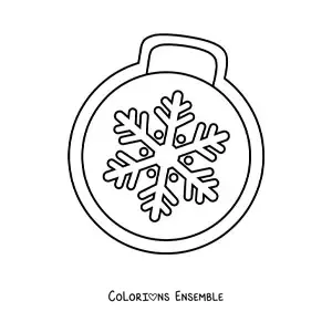 Image à colorier d’un biscuit en forme de boule de Noël