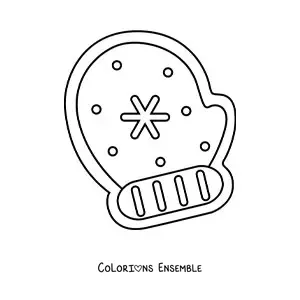 Image à colorier d’un biscuit en forme de gant de Noël