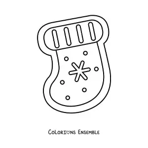 Image à colorier d’un biscuit en forme de botte de Noël
