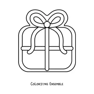 Image à colorier d’un biscuit en forme de cadeau de Noël
