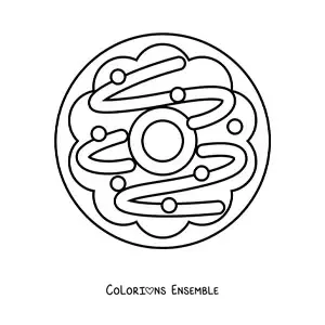 Image à colorier d’un biscuit en forme de couronne de Noël