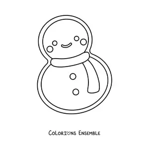 Image à colorier d’un biscuit en forme de bonhomme de neige