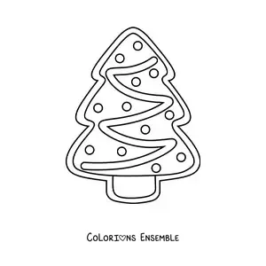 Image à colorier d’un biscuit en forme de sapin de Noël