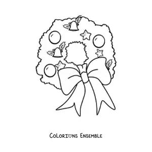 Image à colorier d’une grande couronne de Noël