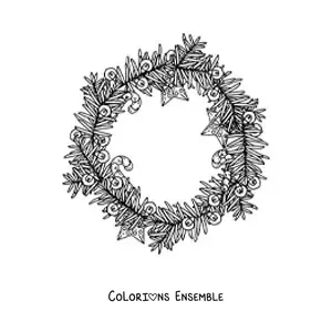 Image à colorier d’une couronne de Noël avec une canne de bonbon