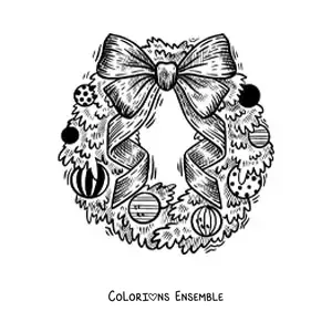 Image à colorier d’une couronne de Noël réaliste