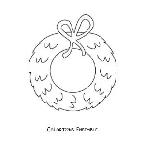 Image à colorier d’une couronne de Noël sans décoration