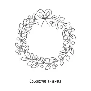 Image à colorier d’une couronne de Noël simple