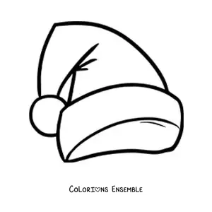 Image à colorier d’un bonnet de Père Noël