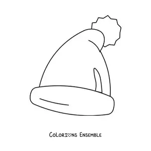 Image à colorier d’un bonnet de Père Noël