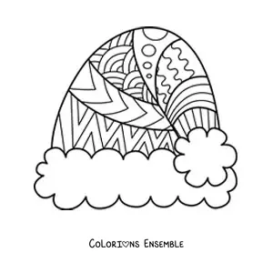 Image à colorier d’un bonnet de Noël avec un mandala