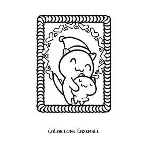 Image à colorier de chats animés avec un bonnet de Noël