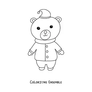 Image à colorier d’un ours de Noël